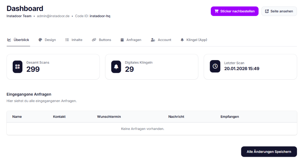 Instadoor Desktop Dashboard